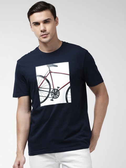 

Marks & Spencer Men Navy Blue Printed Round Neck T-shirt