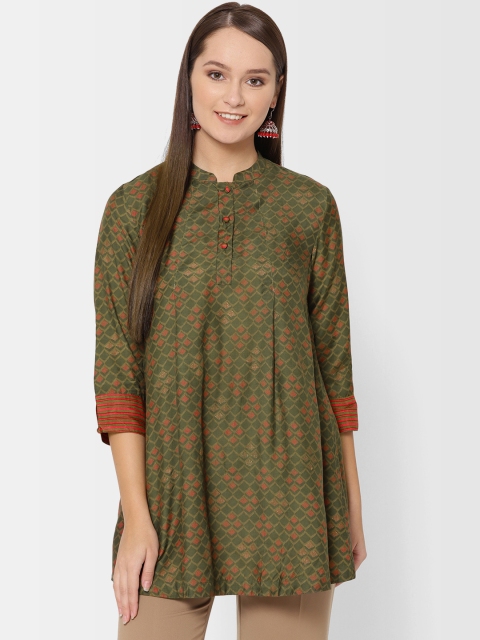 

Fabindia Women Green & Pink Printed Tunic