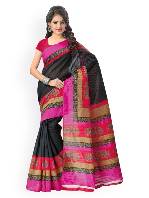

Vaamsi Black Tussar Art Silk Traditional Saree