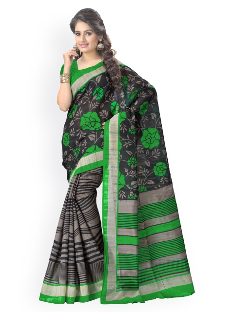 

Vaamsi Black Printed Tussar Art Silk Traditional Saree