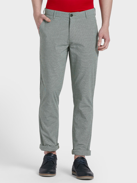 

ColorPlus Men Green & Black Regular Fit Checked Regular Trousers