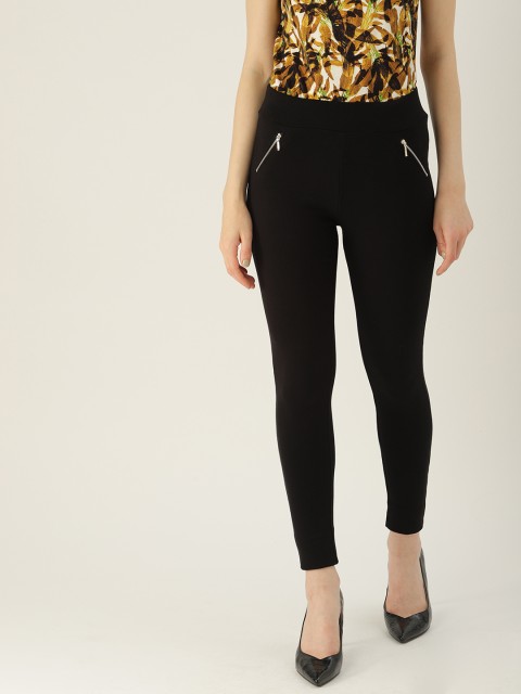 

NUSH Women Black Solid Treggings