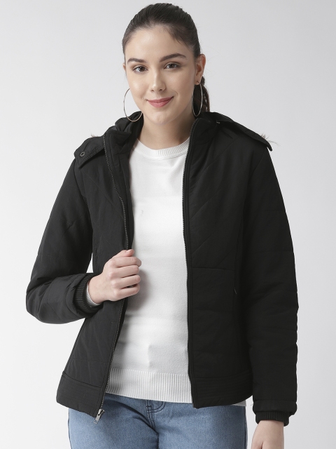 

Fort Collins Women Black Solid Parka Jacket with Detachable Hood