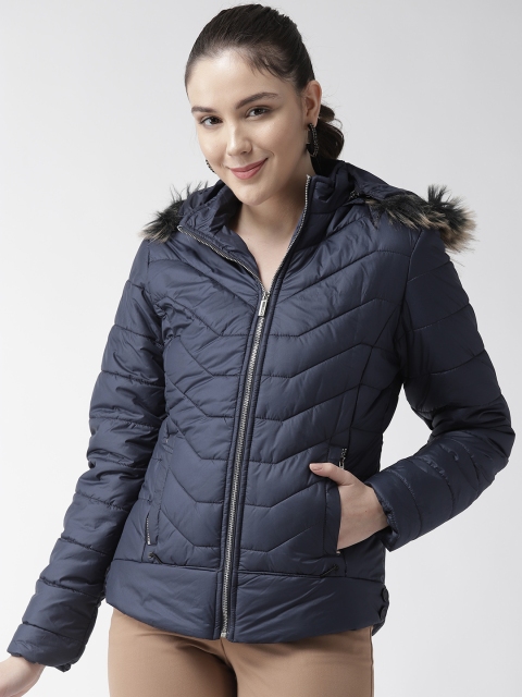 

Fort Collins Women Navy Blue Parka Jacket with Detachable Hood
