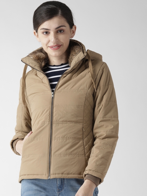 

Fort Collins Women Beige Solid Hooded Padded Jacket