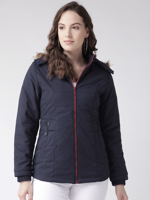 

Fort Collins Women Navy Blue Solid Hooded Parka Jacket