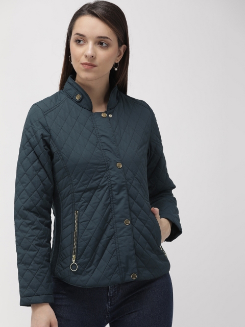 

Fort Collins Women Navy Blue Solid Quilted Jacket