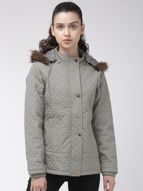 

Fort Collins Women Grey Solid Detachable Hood Parka Jacket