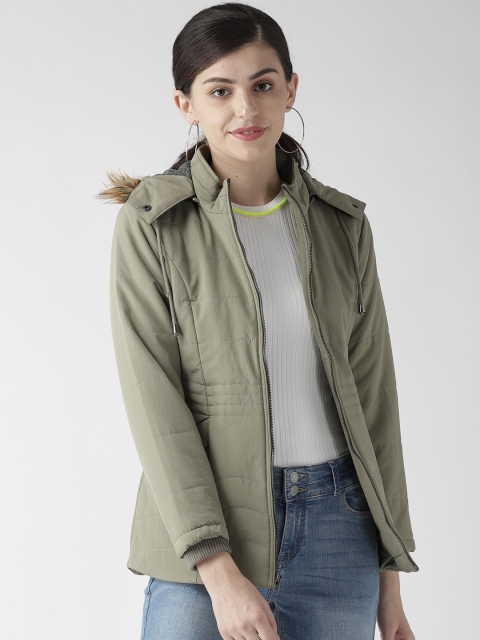 

Fort Collins Women Green Solid Hooded Parka Jacket