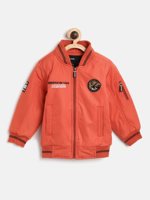

Okane Boys Rust Orange Solid Bomber Jacket