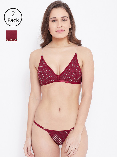 

N-Gal Women Pack of 2 Maroon Lingerie Sets