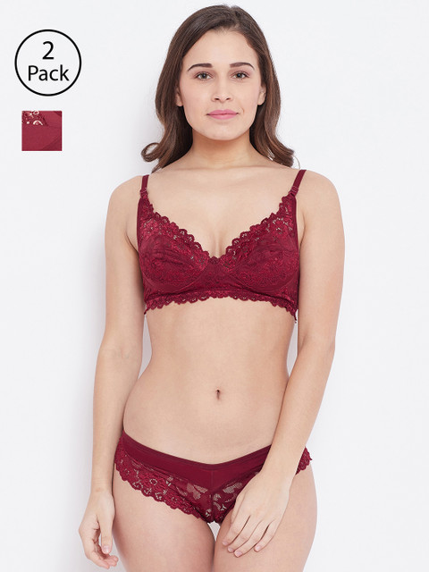 

N-Gal Women Pack of 2 Maroon Lingerie Set