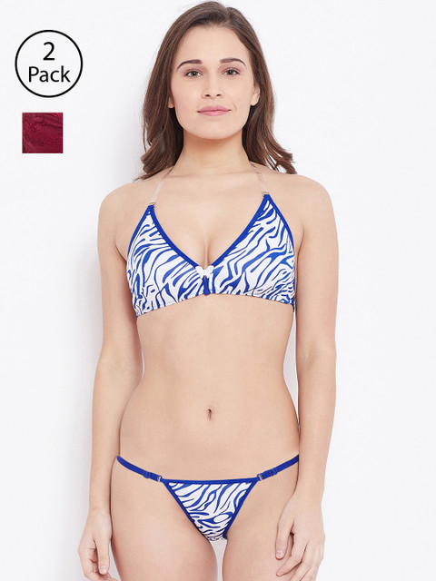 

N-Gal Women Pack of 2 Lingerie Set, Maroon