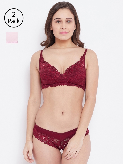 

N-Gal Women Pack of 2 Lingerie Set, Maroon