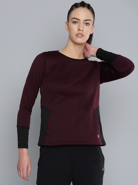 

HRX by Hrithik Roshan Women Burgundy Colourblocked Lifestyle Rapid Dry Sweatshirt