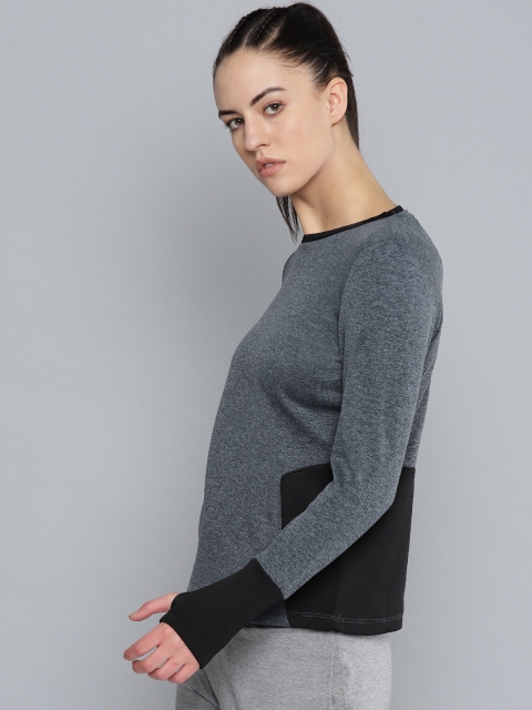 

HRX by Hrithik Roshan Women Charcoal Grey Colourblocked Lifestyle Rapid Dry Sweatshirt