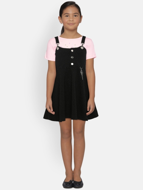 

Peppermint Girls Self Design Black Pinafore Dress