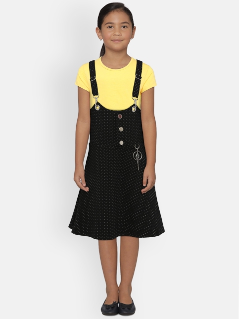 

Peppermint Girls Printed Black Pinafore Dress