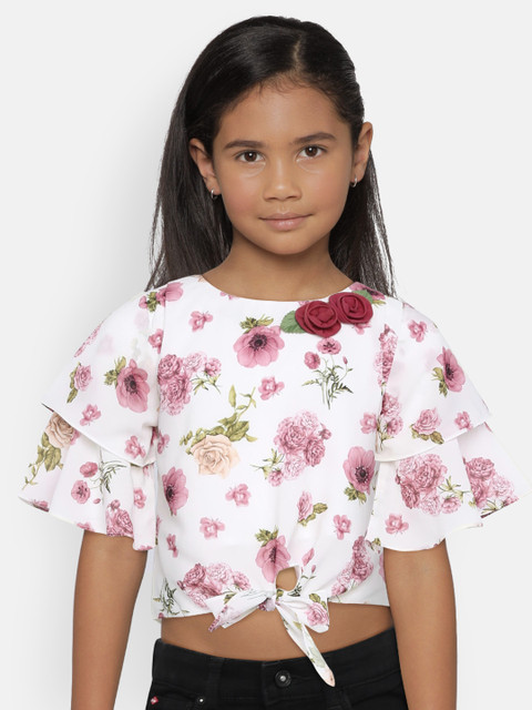 

Peppermint Girls Off-White & Mauve Printed Top