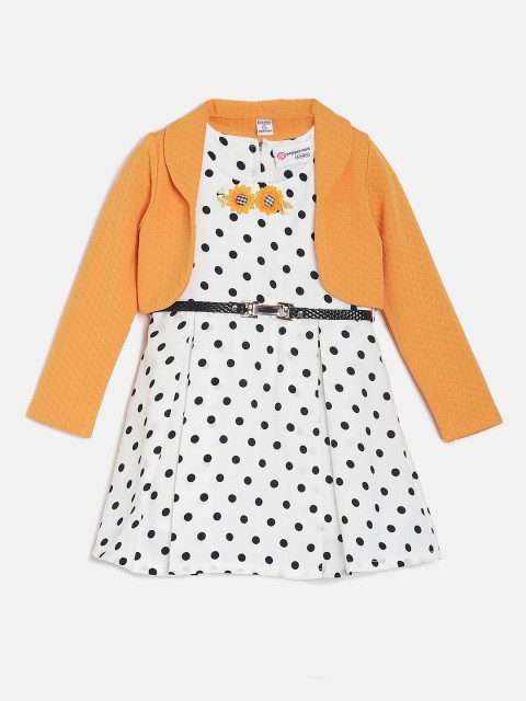 

Peppermint Girls Off-White Polka Dot Printed Fit and Flare Dress