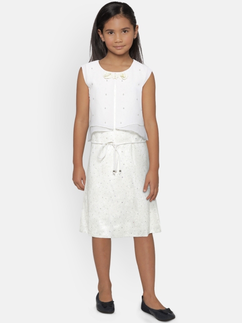 

Peppermint Girls White Embellished Layered Lace A-Line Dress