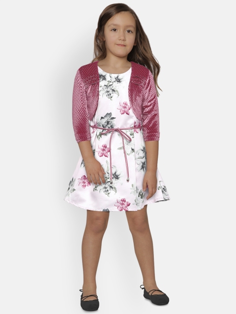 

Peppermint Girls Pink Printed Fit and Flare Dress