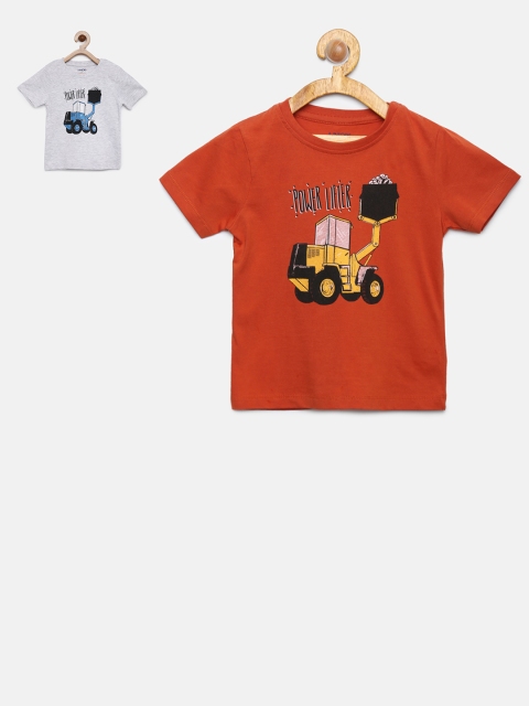 

Juniors by Lifestyle Boys Pack of 2 Printed T-shirts, Grey melange