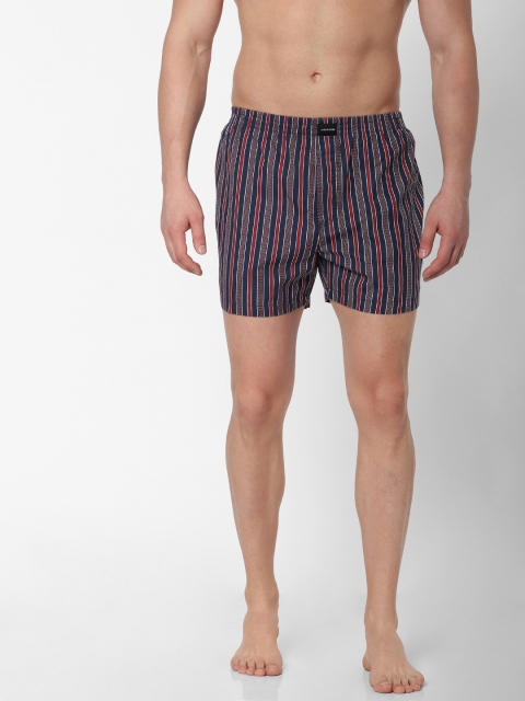 

Jack & Jones Men Navy Blue & Red Striped Pure Cotton Boxers 2096842005