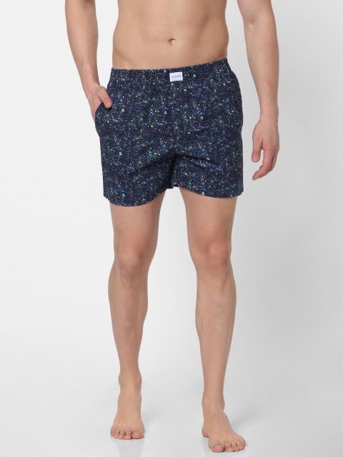 

Jack & Jones Men Navy Blue & Purple Printed Pure Cotton Boxers 2096825005