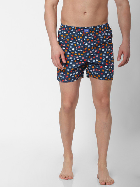 

Jack & Jones Men Navy Blue & Yellow Printed Pure Cotton Boxers 2096831005
