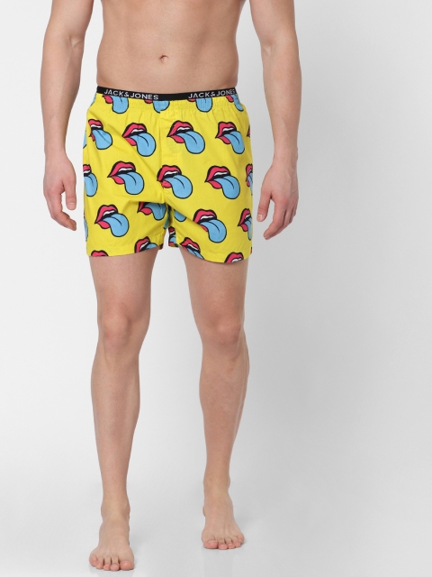 

Jack & Jones Men Yellow & Blue Printed Pure Cotton Boxers 2096828005