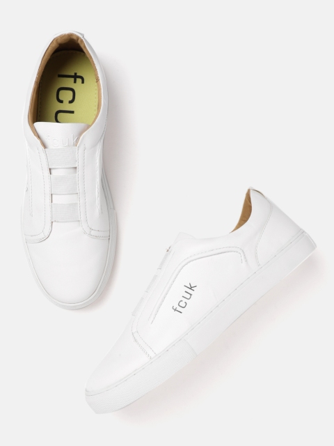 

French Connection Men White Slip-On Sneakers