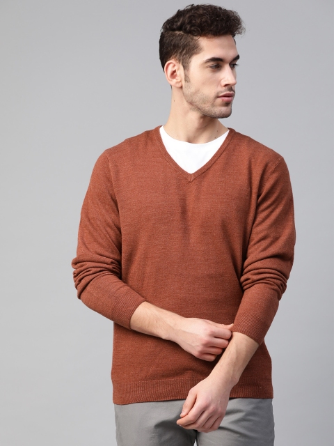 

Marks & Spencer Men Rust Orange Solid Pullover Sweater