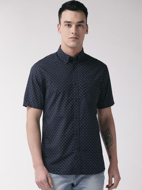 

Marks & Spencer Men Navy Blue & White Regular Fit Printed Casual Shirt