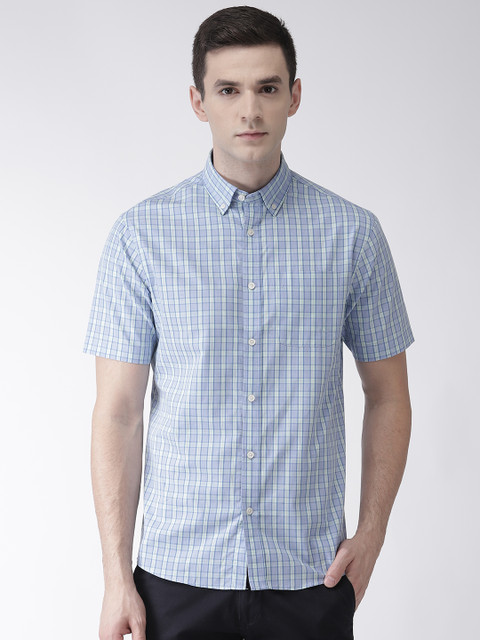 

Marks & Spencer Men Blue & Sea Green Checked Casual Shirt