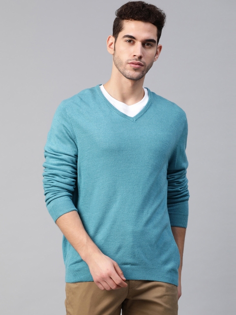 

Marks & Spencer Men Blue Solid Pullover Sweater