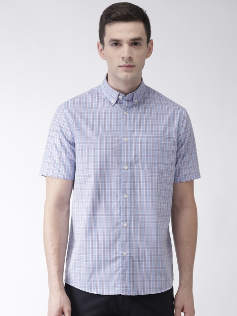

Marks & Spencer Men Lavender & Blue Regular Fit Checked Casual Shirt