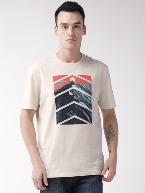 

Marks & Spencer Men Beige Printed Round Neck T-shirt