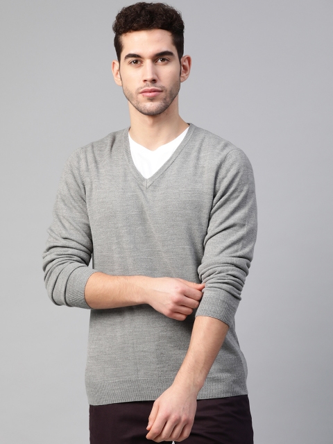 

Marks & Spencer Men Grey Solid Pullover Sweater