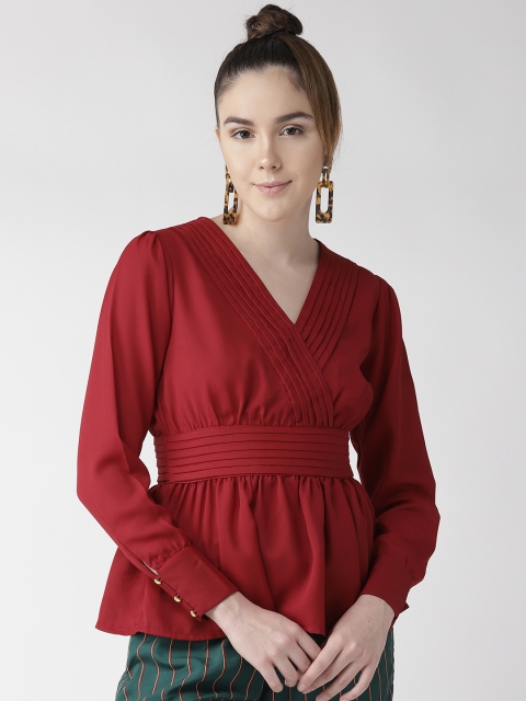 

QUIERO Women Maroon Solid Empire Top