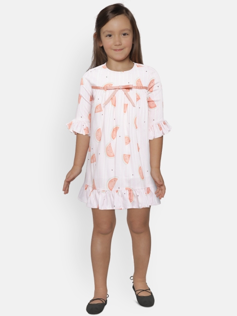 

Hugsntugs Girls Pink Watermelon Printed A-Line Dress