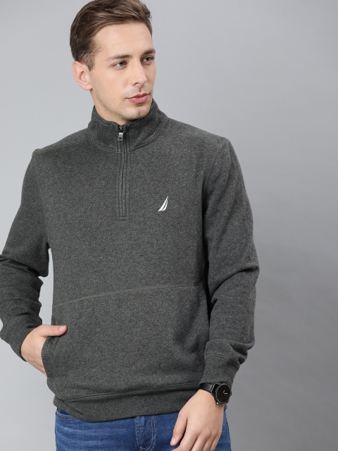 

Nautica Men Grey Solid Pullover Sweatshirt