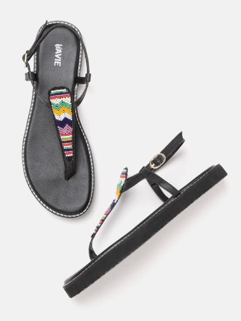 

Lavie Women Multicoloured Beaded T-Strap Flats, Multi