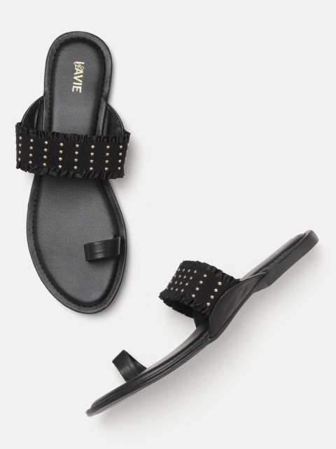 

Lavie Women Black Embellished One Toe Flats