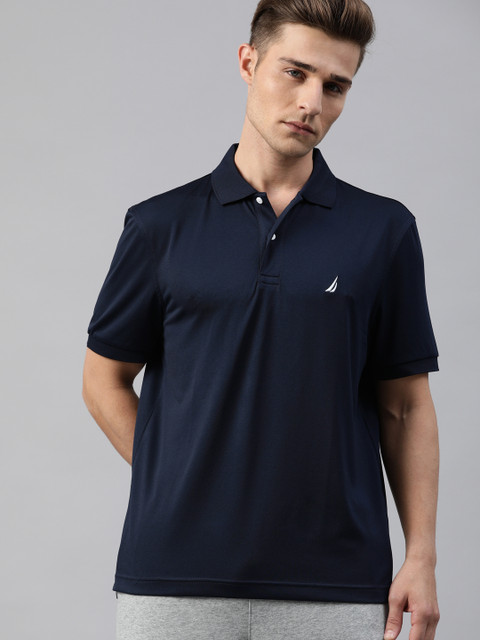 

Nautica Men Navy Blue Solid Polo Collar T-shirt