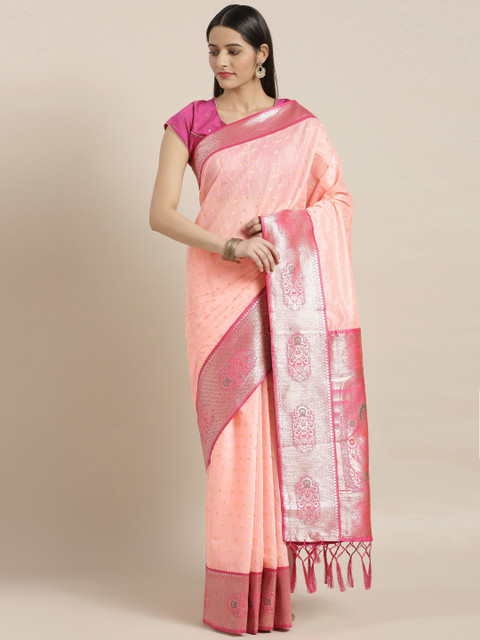 

Varkala Silk Sarees Pink Silk Cotton Woven Design Banarasi Saree