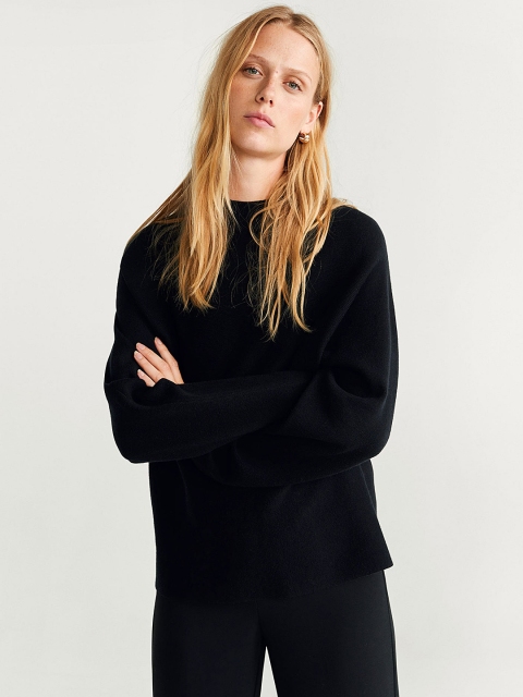 

MANGO Women Black Solid Sweater