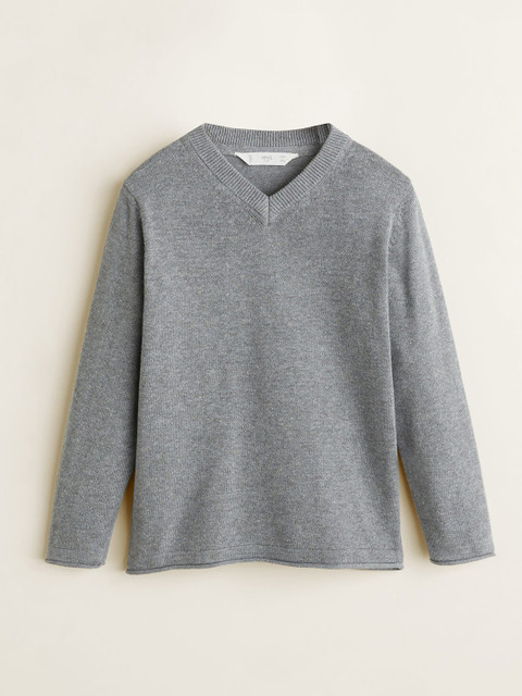 

Mango Kids Boys Grey Melange Solid Pullover