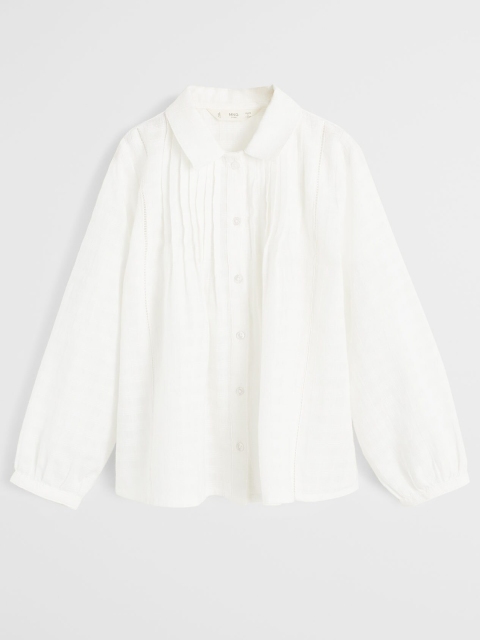

Mango Kids Girls White Self-Checked Casual Shirt