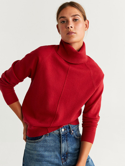 

MANGO Women Red Solid Sweater
